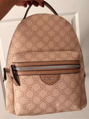 Nine West Pink-Beige Monogram Mini Backpack
